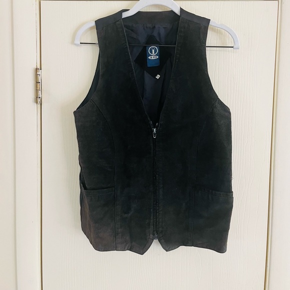 Vintage Tops - VTG 90s Western Boho Festival Cottagecore Punk Biker Suede Zip front Vest S